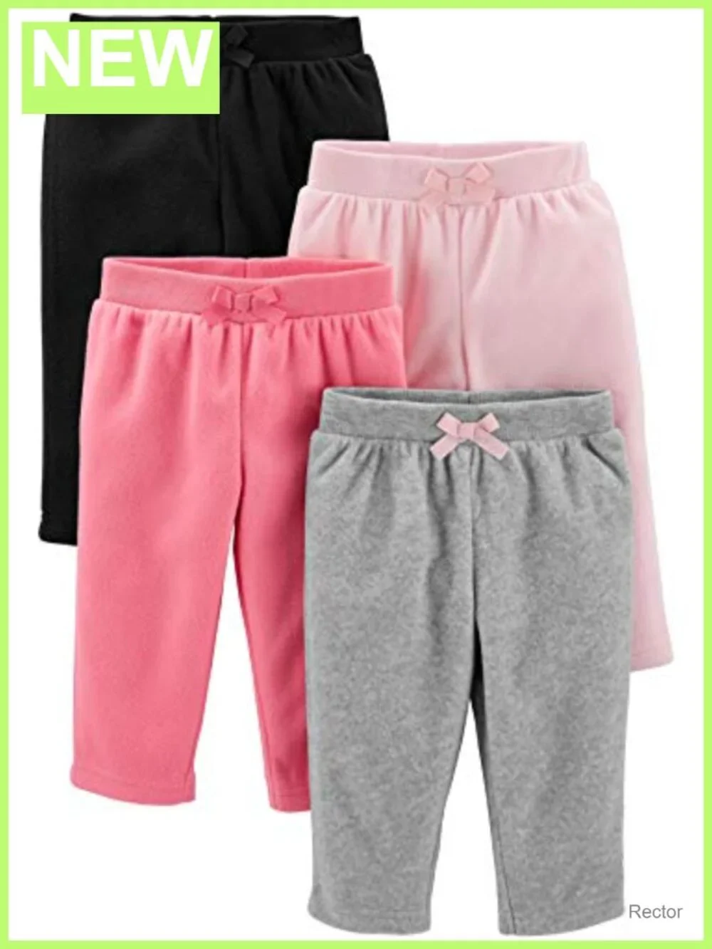 Baby Girls 4-Pack Fleece Pants Tapered High Rise Pull On